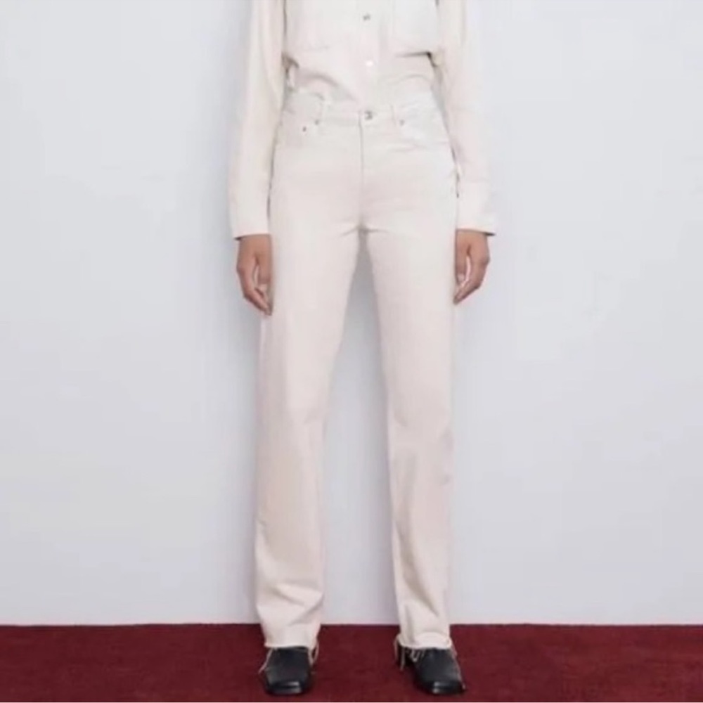 Zara women’s the real hr straight jeans in arctic natural